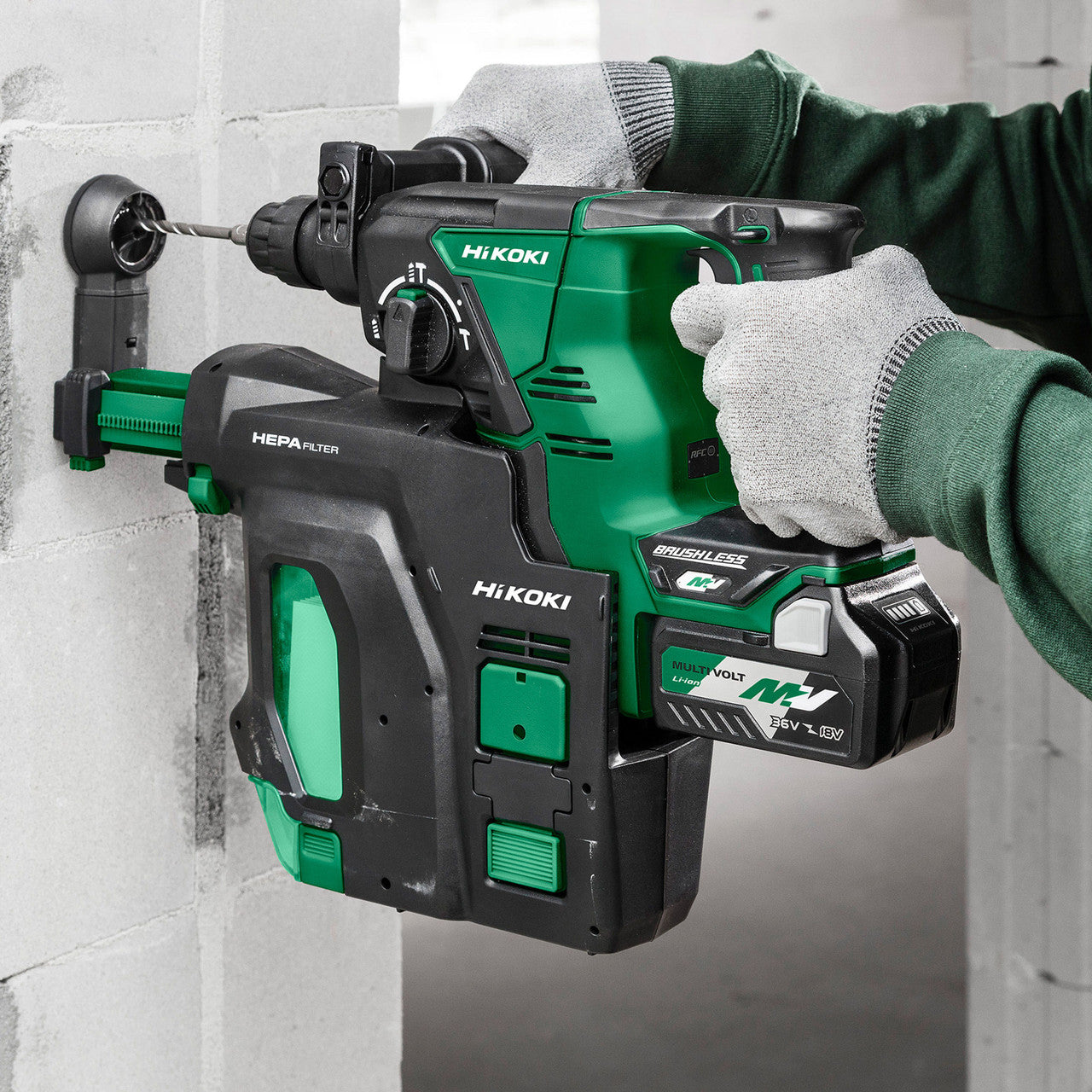 HiKOKI DH36DPBJ3Z 36V Brushless SDS+ Drill with Dust Extraction System (Body Only)
