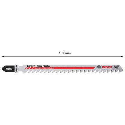 Bosch T341HM EXPERT Jigsaw Blade for Fibre Plaster 132mm (Pack of 3)