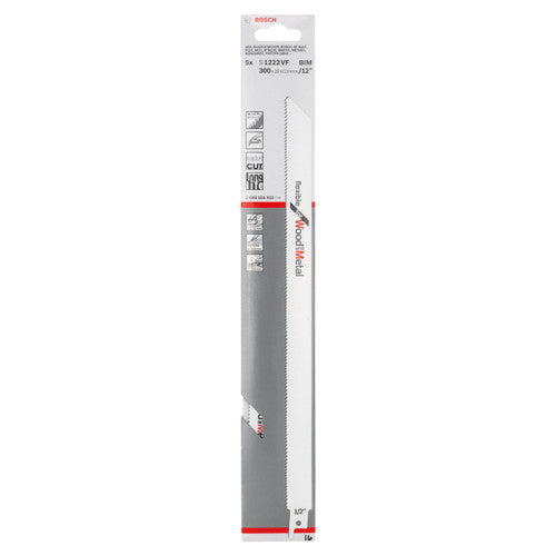 Bosch S1222VF Flexible Reciprocating Saw Blade for Wood & Metal 300mm (Pack of 5)