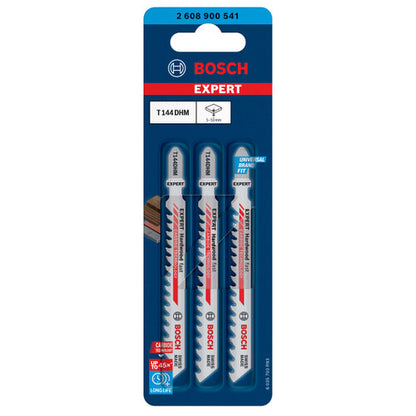 Bosch T144DHM EXPERT Fast Jigsaw Blade for Hardwood 100mm (Pack of 3)