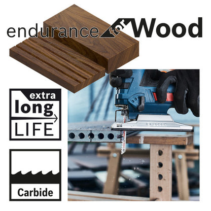 Bosch T144DHM EXPERT Fast Jigsaw Blade for Hardwood 100mm (Pack of 3)